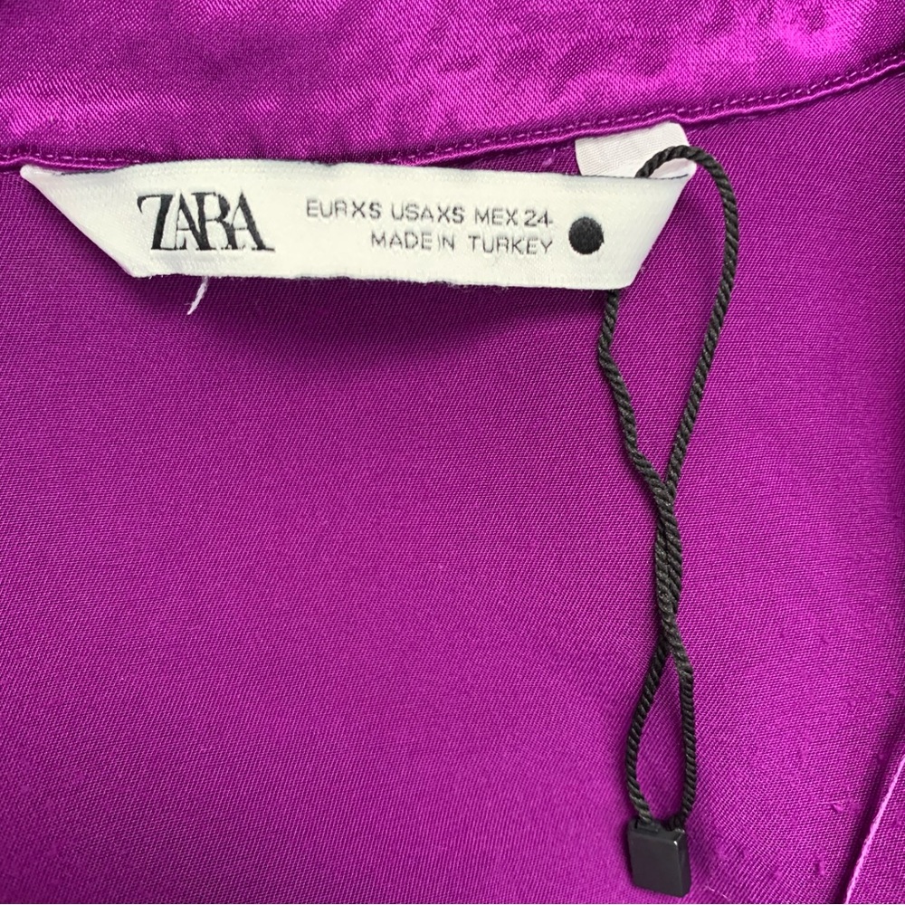 Zara Shiny Purple Long Sleeves Shirt - Picture 3 of 3